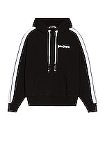 Palm Angels Fleece Track Hoodie in Black, view 1, click to view large image.