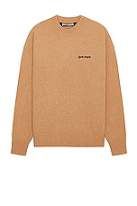 Palm Angels Basic Logo Sweater in Camel, view 1, click to view large image.