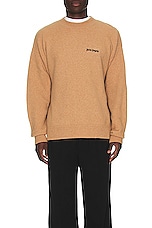 Palm Angels Basic Logo Sweater in Camel, view 4, click to view large image.