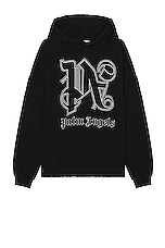 Palm Angels Monogram Statement Hoodie in Black, view 1, click to view large image.