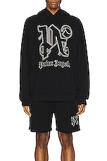 Palm Angels Monogram Statement Hoodie in Black, view 3, click to view large image.