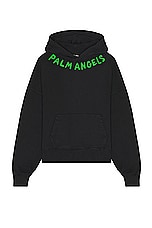 Palm Angels Seasonal Logo Hoodie in Black & Green, view 1, click to view large image.