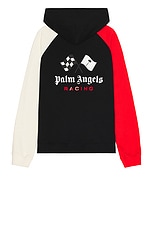 Palm Angels X Formula 1 Racing Hoodie in Black, White, & Red, view 1, click to view large image.