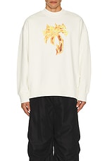 Palm Angels Burning Palm Crewneck in Off White, view 4, click to view large image.