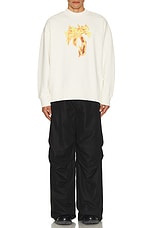 Palm Angels Burning Palm Crewneck in Off White, view 5, click to view large image.