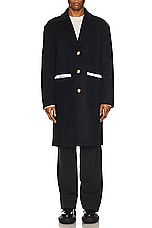 Palm Angels Uniform Coat in Navy Blue, view 3, click to view large image.