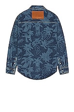 Palm Angels All Over Laser Denim Shirt in Blue, view 2, click to view large image.