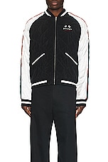 Palm Angels X Formula 1 Racing Souvenir Jacket in Black, White, & Red, view 5, click to view large image.