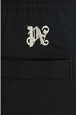 Palm Angels Monogram Travel Pants in Black, view 3, click to view large image.