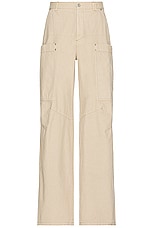Palm Angels Slim Cargo Pants in Beige, view 1, click to view large image.