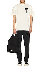 Palm Angels Classic Logo Track Pants in Black & Off White, view 7, click to view large image.