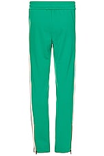 Palm Angels Classic Logo Track Pants in Green & Off White, view 2, click to view large image.