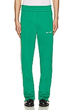 Palm Angels Classic Logo Track Pants in Green & Off White, view 5, click to view large image.