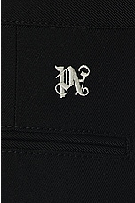 Palm Angels Monogram Workwear Pant in Black & Off White, view 3, click to view large image.