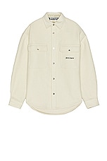 Palm Angels Pocket Logo Overshirt in Butter, view 1, click to view large image.