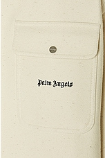 Palm Angels Pocket Logo Overshirt in Butter, view 3, click to view large image.