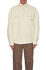Palm Angels Pocket Logo Overshirt in Butter, view 4, click to view large image.