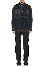 Palm Angels Logo Wash Denim Shirt in Navy Blue, view 5, click to view large image.