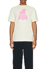 Palm Angels Leon Classic Tee in Pale Green & Fuchsia, view 3, click to view large image.