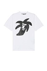 Palm Angels Palmity United Classic Tee in White & Black, view 1, click to view large image.