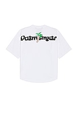 Palm Angels Sketchy Over Tee in White & Black, view 2, click to view large image.