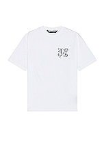 Palm Angels Monogram Tee in White & Black, view 1, click to view large image.
