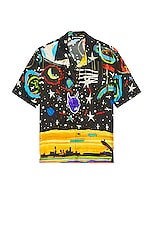 Palm Angels Starry Night Bowling Shirt in Black & Multi, view 1, click to view large image.