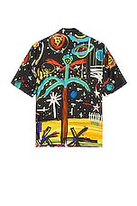 Palm Angels Starry Night Bowling Shirt in Black & Multi, view 2, click to view large image.