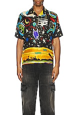 Palm Angels Starry Night Bowling Shirt in Black & Multi, view 3, click to view large image.