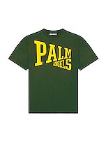 Palm Angels College Tee in Green, view 1, click to view large image.