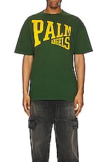 Palm Angels College Tee in Green, view 3, click to view large image.