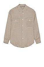 Palm Angels Micro Check Overshirt in Brown Black, view 1, click to view large image.