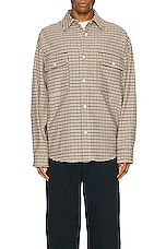Palm Angels Micro Check Overshirt in Brown Black, view 4, click to view large image.