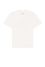 Palm Angels Burning Monogram Tee in Off White & Gold, view 2, click to view large image.
