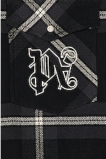 Palm Angels Monogram Check Over Shirt in Anthracite, view 3, click to view large image.