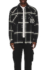 Palm Angels Monogram Check Over Shirt in Anthracite, view 4, click to view large image.