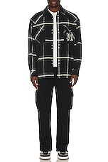 Palm Angels Monogram Check Over Shirt in Anthracite, view 5, click to view large image.