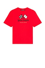 Palm Angels Racing Slim Tee in Red & Black, view 1, click to view large image.