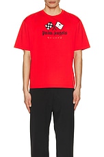 Palm Angels Racing Slim Tee in Red & Black, view 3, click to view large image.