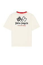 Palm Angels X Formula 1 Racing Monogram Tee in White, Black, & Red, view 1, click to view large image.
