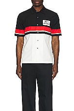 Palm Angels X Formula 1 Racing Bowling Shirt in Black, White, & Red, view 4, click to view large image.