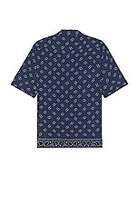 Palm Angels Paisley Bowling Shirt in Navy Blue, view 2, click to view large image.