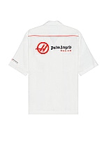 Palm Angels x Haas Bowling Shirt in Off White & Red, view 1, click to view large image.