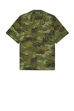 Palm Angels Seasonal Camp Short Sleeve Shirt in Military, view 1, click to view large image.