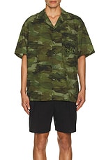 Palm Angels Seasonal Camp Short Sleeve Shirt in Military, view 4, click to view large image.