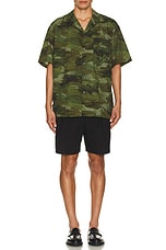 Palm Angels Seasonal Camp Short Sleeve Shirt in Military, view 5, click to view large image.