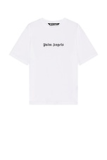 Palm Angels Classic Logo Slim Tee in White, view 1, click to view large image.