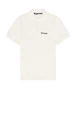 Palm Angels Classic Logo Embroidered Polo in Off White, view 1, click to view large image.