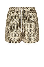 Palm Angels Swimshorts in Beige & Brown, view 1, click to view large image.