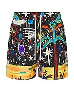 Palm Angels Starry Night Swimshorts in Black & Multi, view 1, click to view large image.